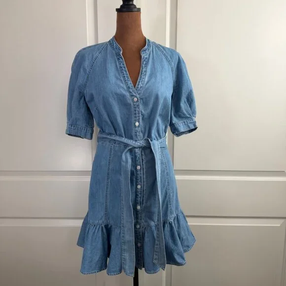 Veronica Beard Kanika Belted Denim Minidress in Iceberg - Small - Picture 6 of 16